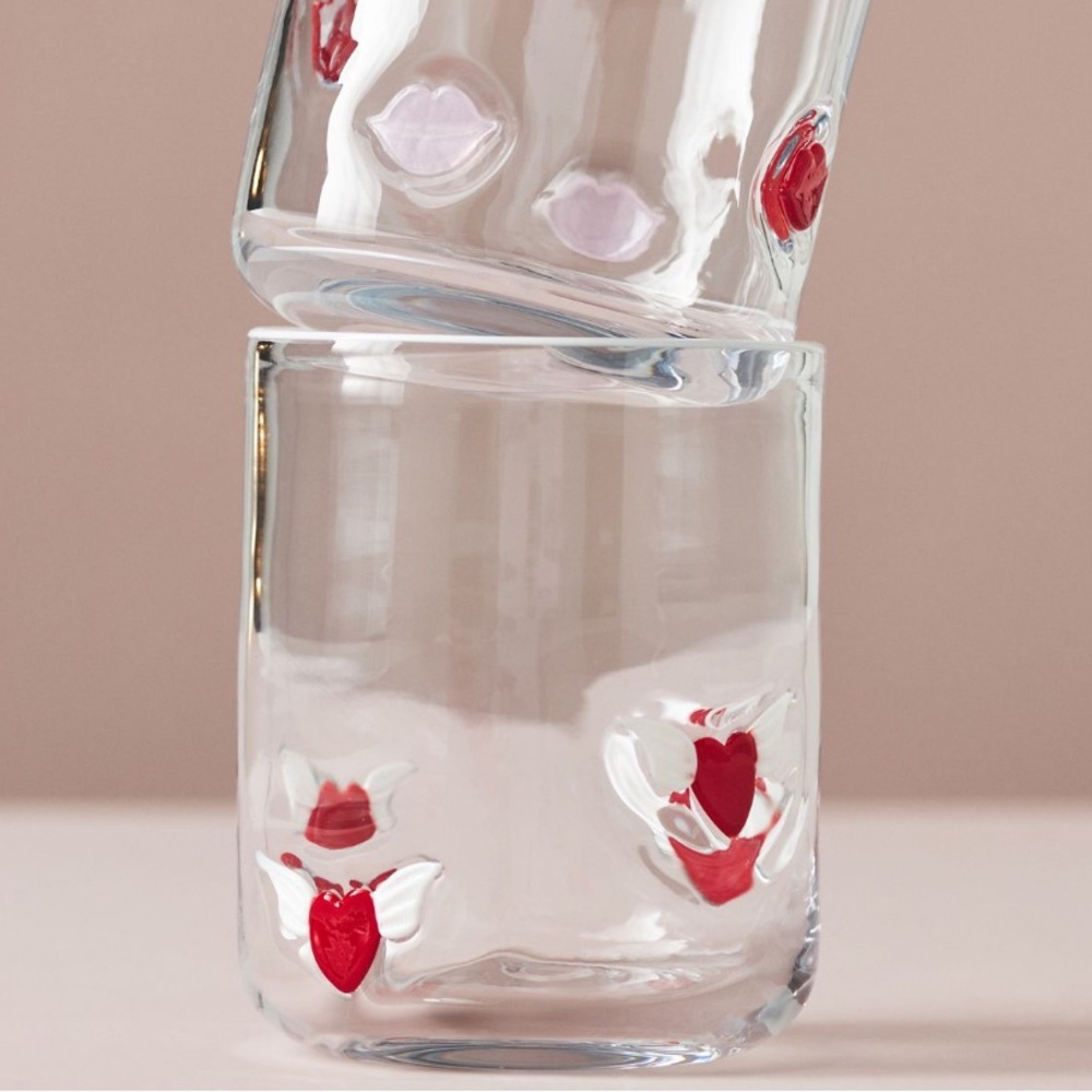 Anthropologie Valentines icon juice glass angel‎ heart